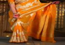 Radiant Haldi Elegance with Silver Maang Tikka and Yellow Saree